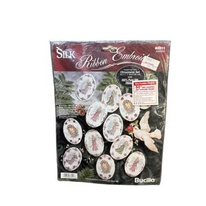 Vintage Bucilla 83311 Silk Ribbon Angels Cross Stitch Ornament Kit Set 12